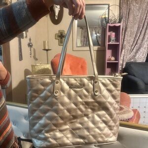 Calvin Klein Quilted Beige Tote Bag